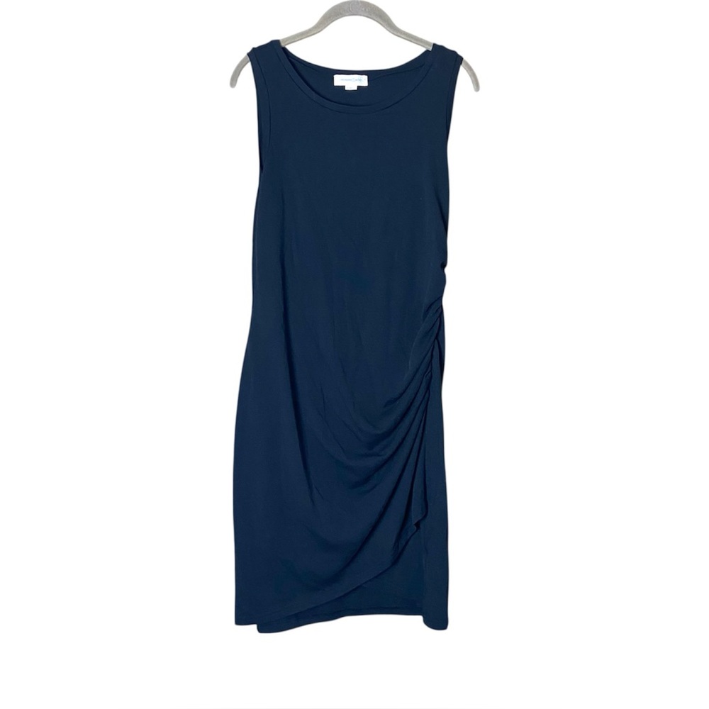 TREASURE & BOND Ruched Dress Womens Large Black Sleeveless Tulip Hem Slimming